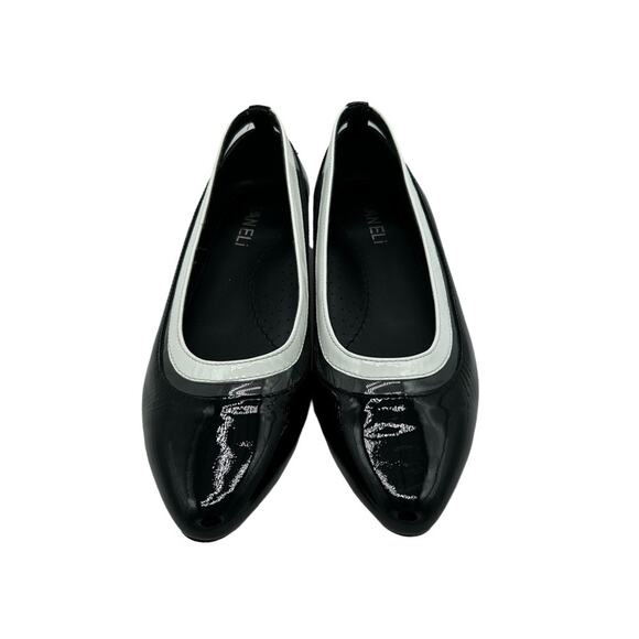 Vaneli Germain Flats Womens Size 7 Black White Clear Patent Vinyl Minimalist - Picture 3 of 6
